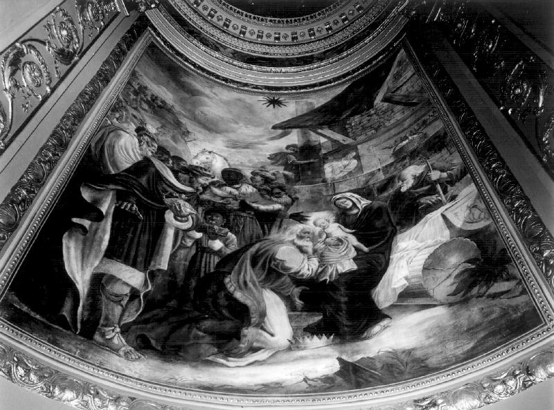 adorazione dei Re Magi (dipinto, elemento d'insieme) di Baratta Francesco (sec. XIX)