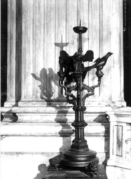 simboli dei quattro evangelisti (candelabro, opera isolata) - bottega fiamminga (metà sec. XV)