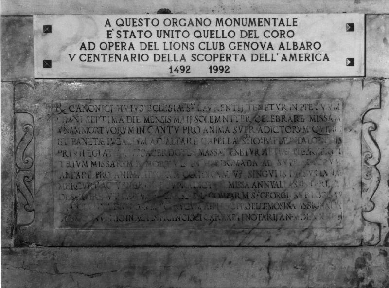 lapide documentaria, opera isolata - bottega genovese (sec. XVI)