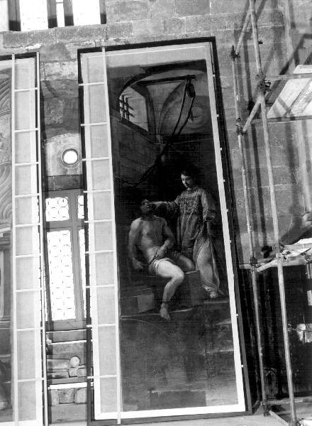 San Lorenzo ridona la vista a Lucillo (dipinto, elemento d'insieme) di Ansaldo Giovanni Andrea (sec. XVII)