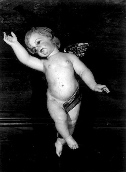 putto alato (scultura, elemento d'insieme) - PRODUZIONE GENOVESE (seconda metà sec. XIX)