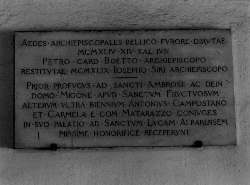 lapide, opera isolata - bottega genovese (sec. XX)