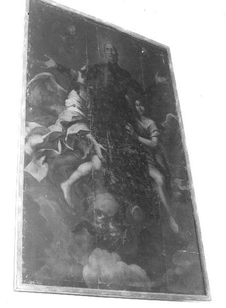 San Camillo de Lellis e angeli (dipinto, opera isolata) - ambito genovese (metà sec. XVII)