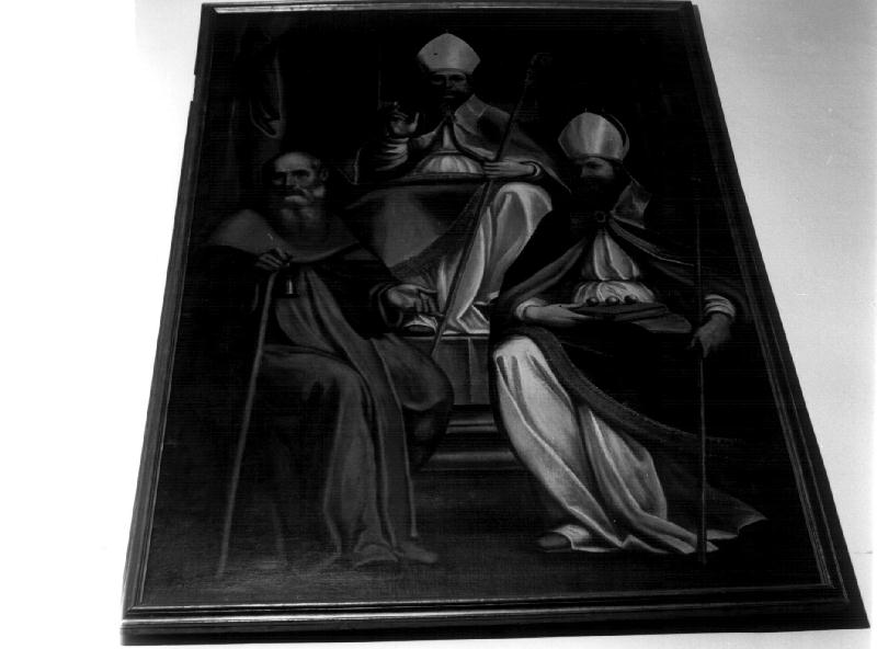 vescovi e frate (dipinto, opera isolata) - ambito genovese (ultimo quarto sec. XVI)