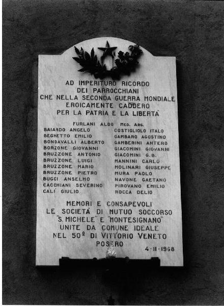 lapide commemorativa, opera isolata - PRODUZIONE LIGURE (sec. XX)