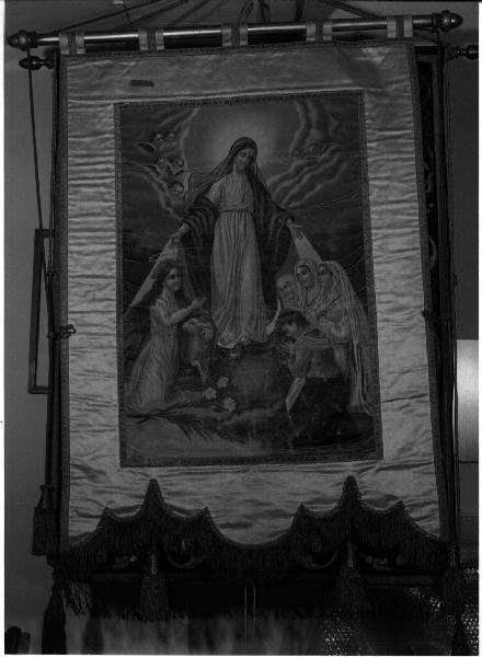 Madonna con Sant'Agnese e devote (stendardo processionale, opera isolata) - PRODUZIONE LIGURE (primo quarto sec. XX)