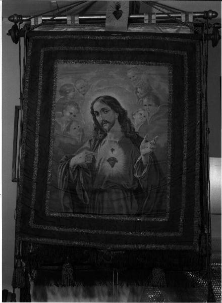 Sacro Cuore di Gesù/ Cristo benedice i fanciulli (stendardo processionale, opera isolata) - PRODUZIONE LIGURE (primo quarto sec. XX)