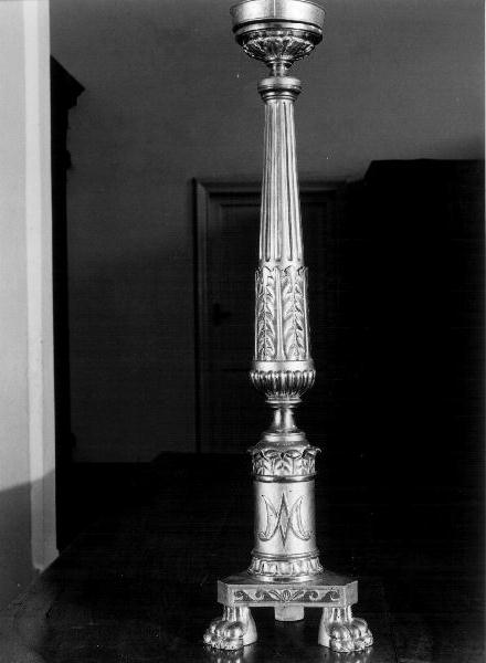 candeliere d'altare, elemento d'insieme - bottega italiana (seconda metà sec. XIX)