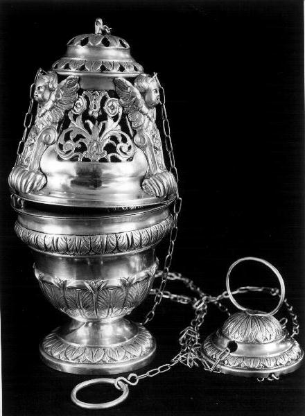 motivi decorativi vegetali/ cherubini (turibolo, opera isolata) - bottega italiana (sec. XIX)