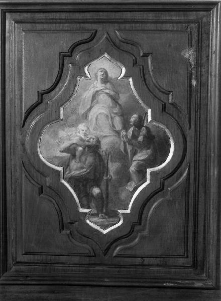 Madonna tra San Giacomo e San Cristoforo (dipinto, elemento d'insieme) - ambito ligure (sec. XVII)