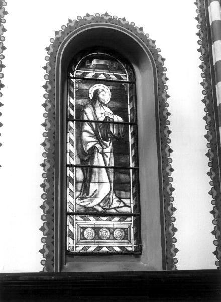 Cristo/ Madonna/ San Tommaso (vetrata, serie) di Albertella Raffaele (sec. XX)