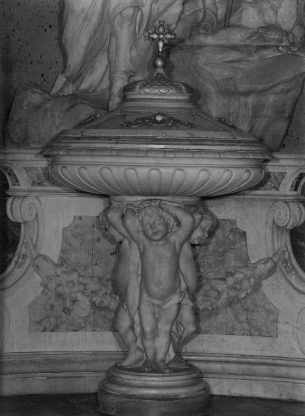 putti (fonte battesimale - a fusto, elemento d'insieme) - bottega ligure (ultimo quarto sec. XIX)
