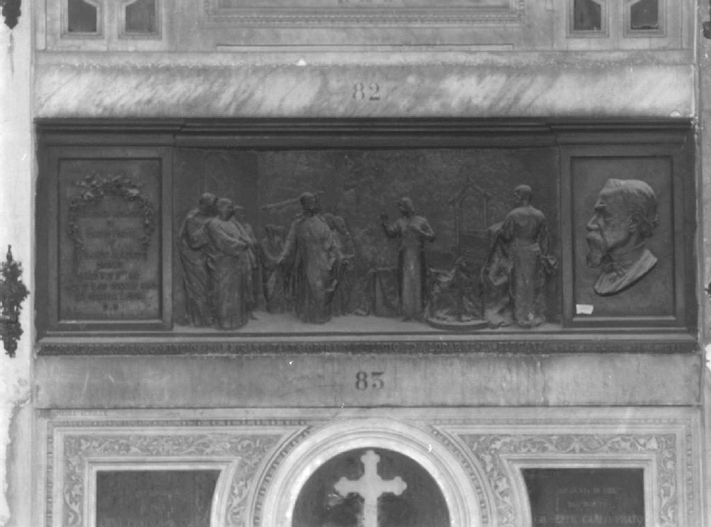 Cristo davanti a Caifa/ ritratto d'uomo di profilo (monumento funebre, opera isolata) di Rota Antonio (sec. XIX)