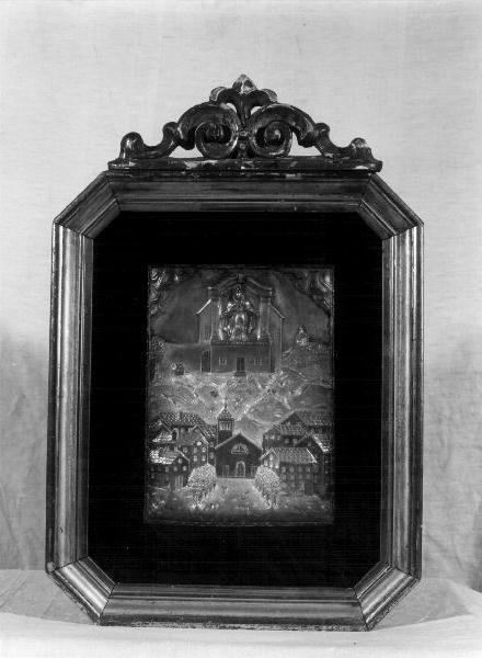 Nostra Signora del Gazzo con veduta di Sestri Ponente (targa devozionale, opera isolata) - bottega genovese (sec. XIX)