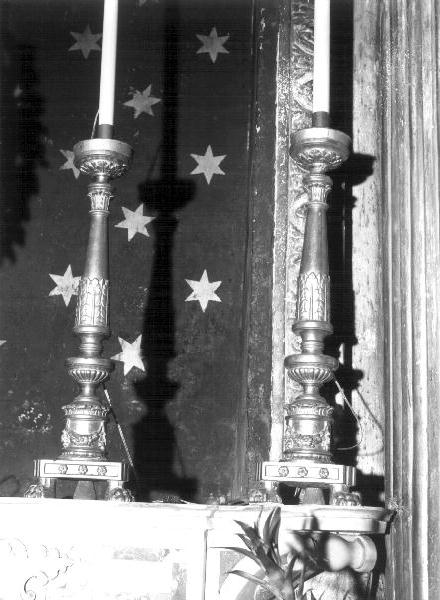candeliere d'altare, serie - bottega ligure (seconda metà sec. XIX)