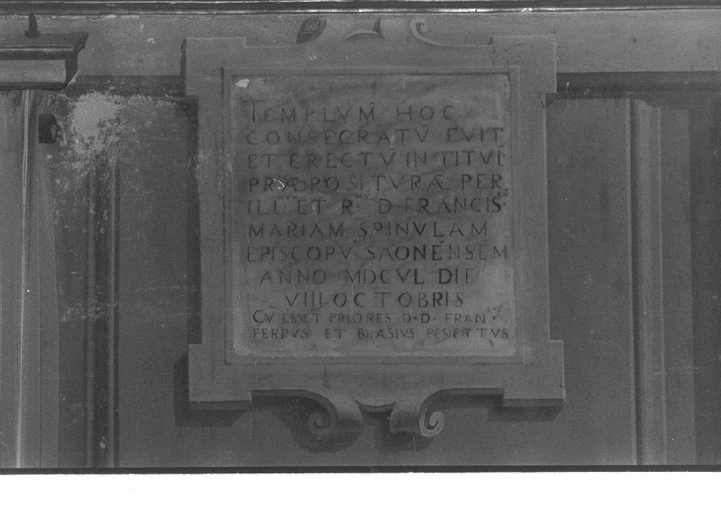 lapide commemorativa, opera isolata - bottega ligure (sec. XVII)