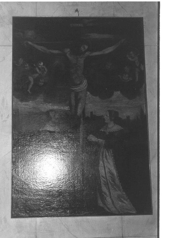 crocifissione con donatore (dipinto, opera isolata) - ambito ligure (sec. XVII)