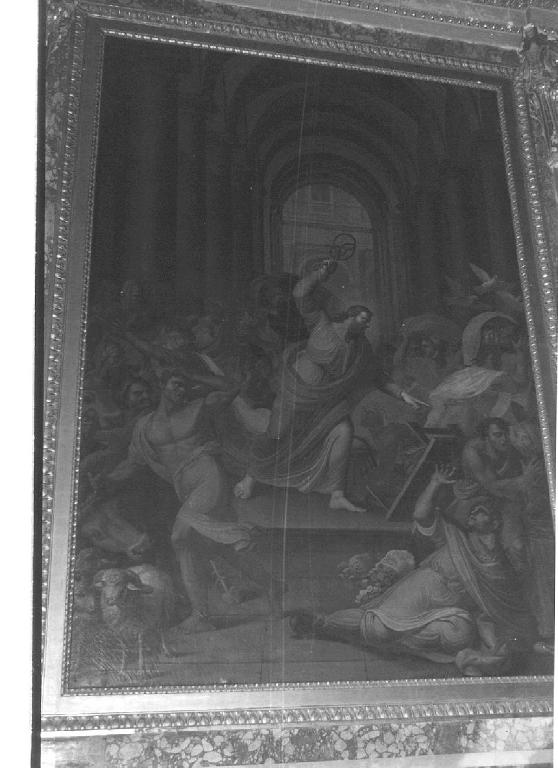 Cristo caccia i mercanti dal tempio/ disputa di Gesù con i dottori nel tempio (dipinto, coppia) di Stambucchi Protasio Gerolamo (inizio sec. XIX)