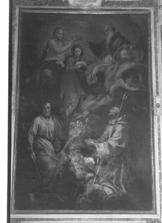 incoronazione di Maria Vergine tra santi (dipinto, elemento d'insieme) di Piola Domenico (seconda metà sec. XVII)