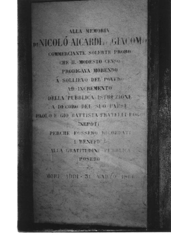 lapide, opera isolata - bottega italiana (seconda metà sec. XIX)