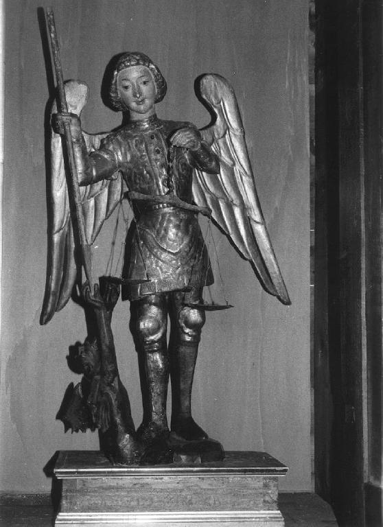 San Michele Arcangelo combatte Satana (macchina processionale, opera isolata) - bottega ligure (sec. XV)