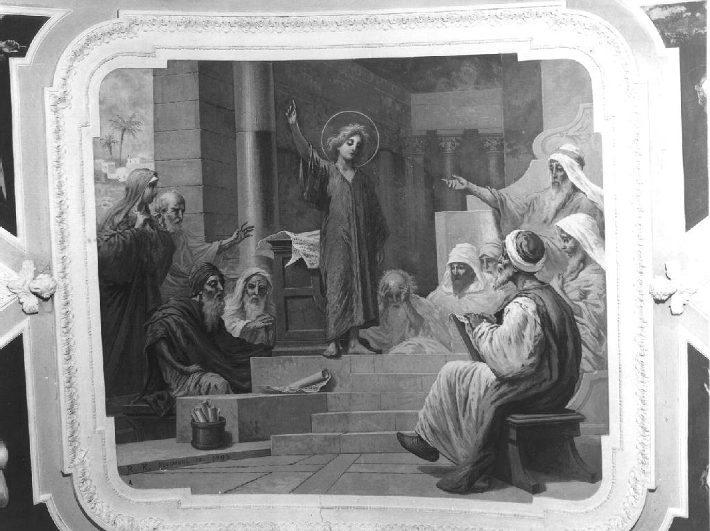 disputa di Gesù con i dottori nel tempio (dipinto, elemento d'insieme) di Resio Raffaello (sec. XX)