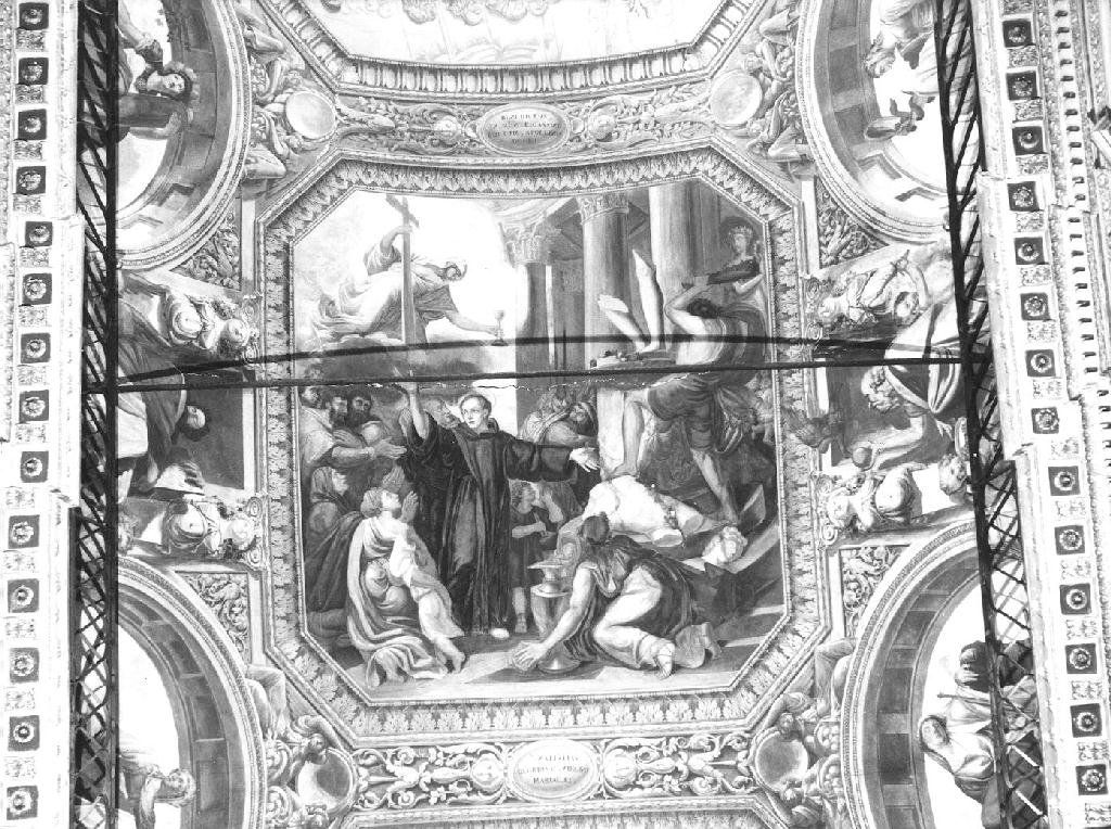 San Benedetto calpesta l'immagine di Apollo (dipinto, elemento d'insieme) - ambito ligure (inizio sec. XVII)