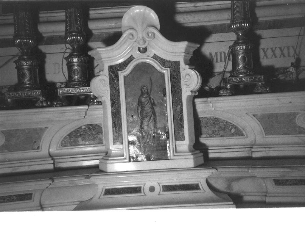 FIGURA FEMMINILE PANNEGGIATA (sportello di tabernacolo, opera isolata) - ambito ligure (ultimo quarto sec. XVIII)