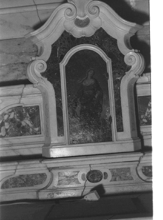 FIGURA FEMMINILE PANNEGGIATA (sportello di tabernacolo, opera isolata) - ambito ligure (ultimo quarto sec. XVIII)