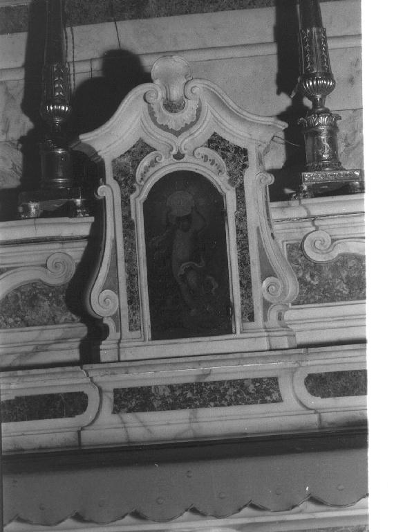 ANGELO CON ISCRIZIONE DELLA CROCE (sportello di tabernacolo, opera isolata) - ambito ligure (ultimo quarto sec. XVIII)