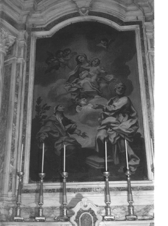 Madonna con Bambino in trono con San Giacomo e Sant'Anna (dipinto, opera isolata) - ambito ligure (sec. XIX)