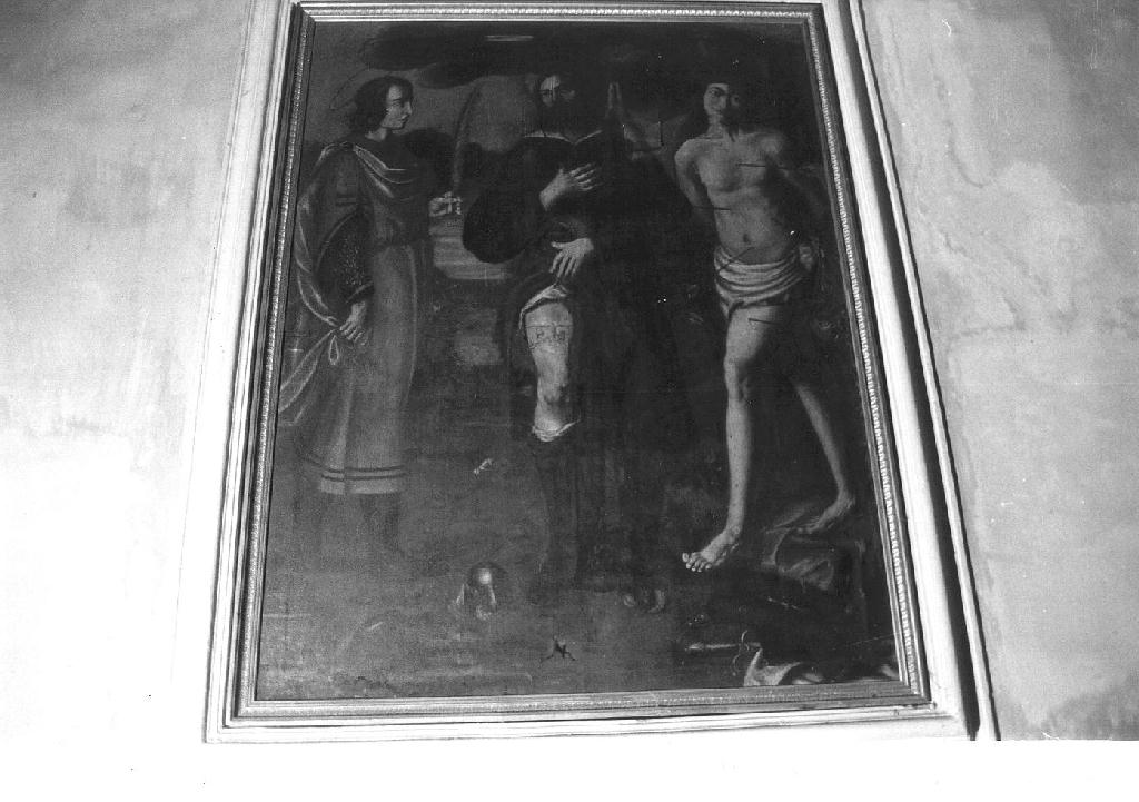 S.S. ROCCO, SEBASTIANO E PANTALEO, San Rocco, San Sebastiano e San Pantaleo (dipinto, opera isolata) - ambito italiano (prima metà sec. XIX)