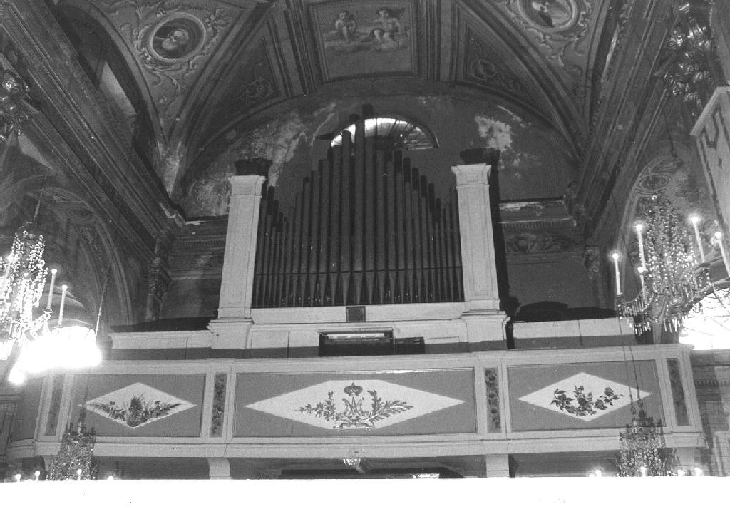 monogramma mariano/ motivi decorativi floreali (cantoria, opera isolata) - bottega italiana (metà sec. XIX)