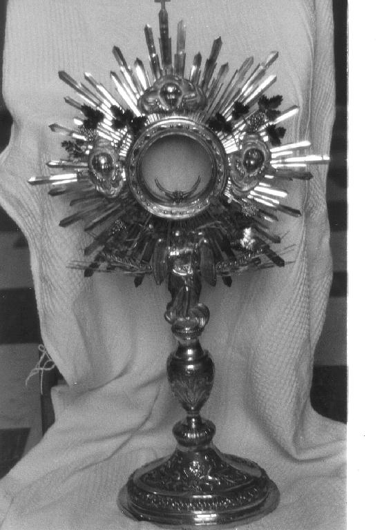 cherubini e motivi decorativi fitomorfi (ostensorio - a raggiera, opera isolata) - produzione italiana (seconda metà sec. XIX)