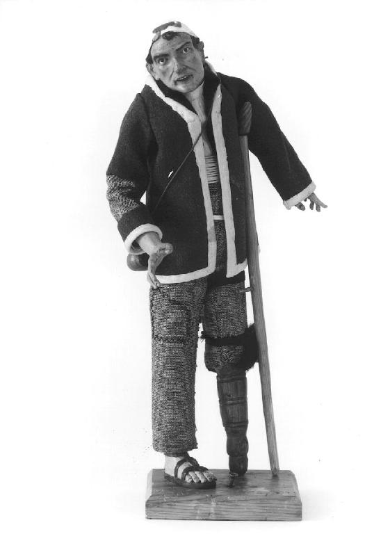 mendicante con bastone (statuetta di presepio, opera isolata) - produzione napoletana (sec. XIX)