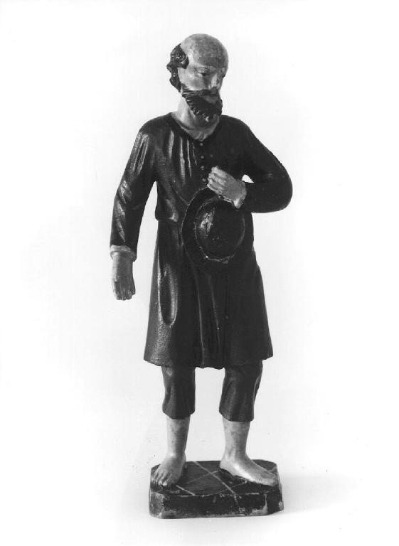 figura maschile (statuetta di presepio, opera isolata) - bottega tirolese (fine/inizio secc. XIX/ XX)