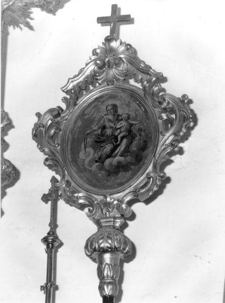 MADONNA CON BAMBINO/ MONACI INGINOCCHIATI (emblema di confraternita) - produzione lucchese (inizio sec. XIX)