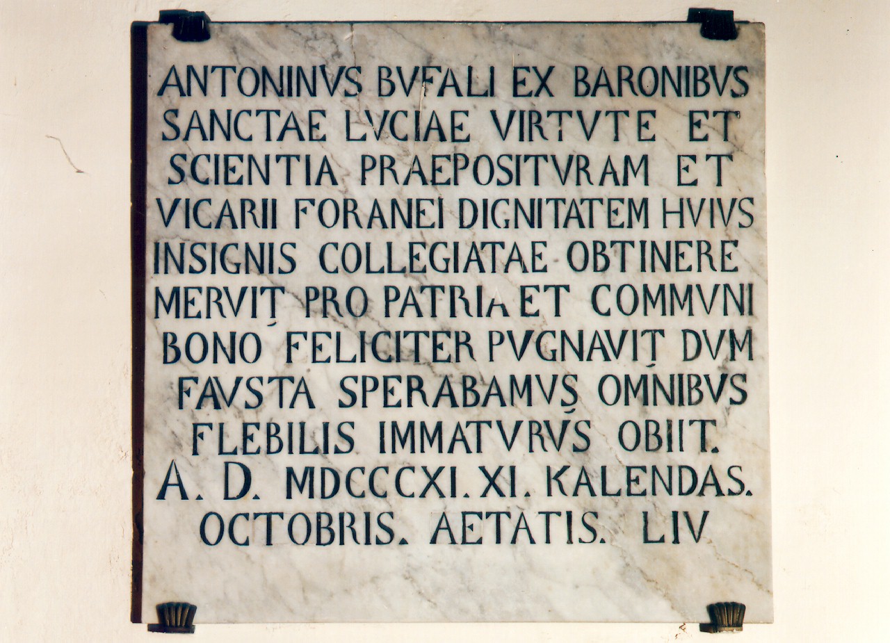 lapide commemorativa - ambito siciliano (sec. XIX)