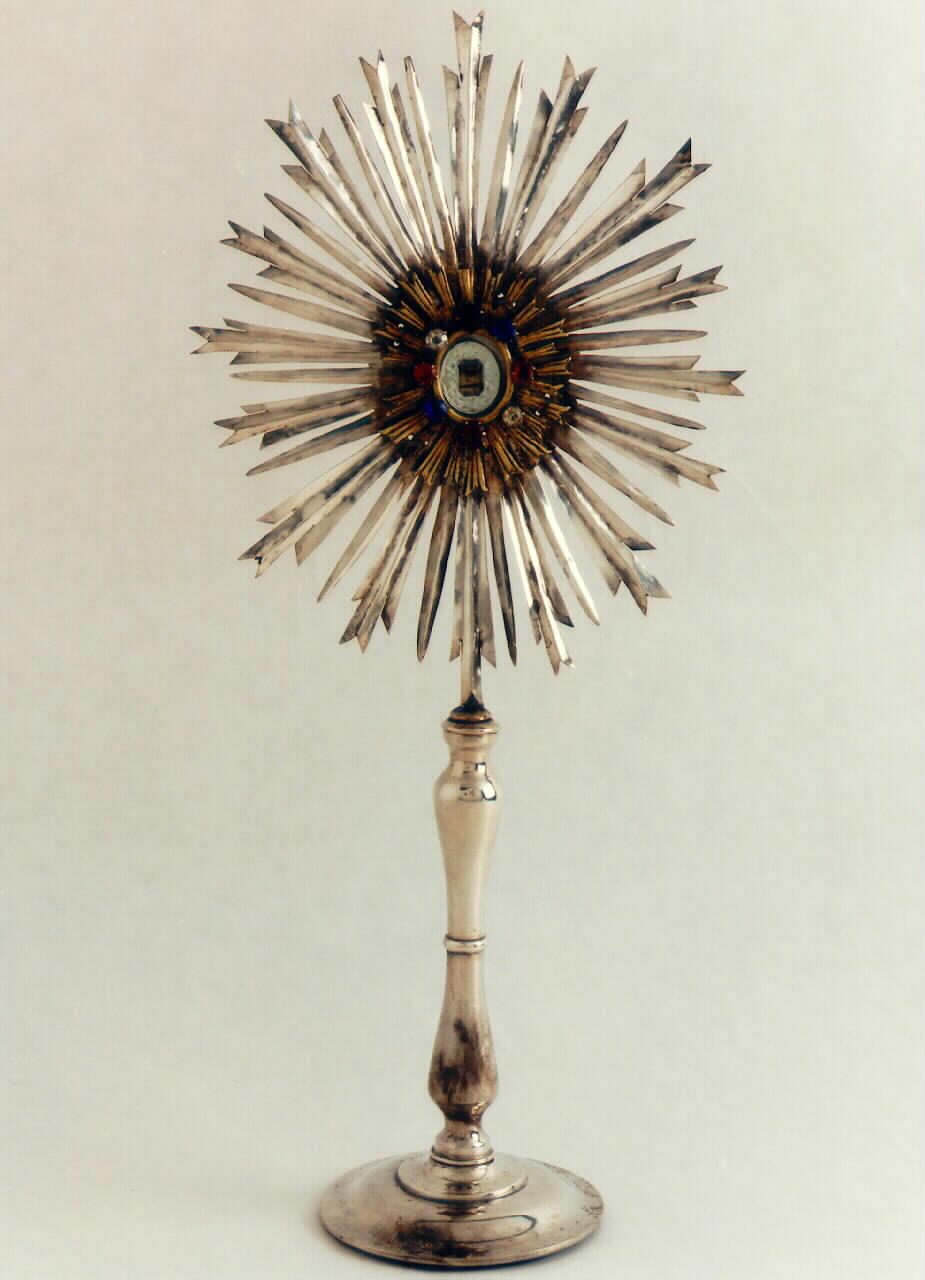 RELIQUIARIO - A OSTENSORIO - bottega siciliana (Seconda metà, primo quarto sec. XVIII, sec. XX)