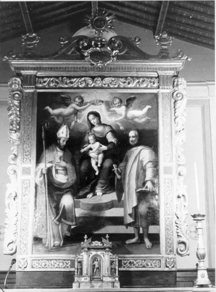 Madonna con Bambino in trono con san Frediano e san Pietro (dipinto, elemento d'insieme) di Fei Alessandro detto Alessandro del Barbiere (attribuito) (sec. XVI)