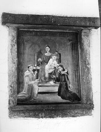 MADONNA IN TRONO TRA SANT'ANTONIO DA PADOVA E SANTA (dipinto) - ambito apuoversiliese (sec. XIX)