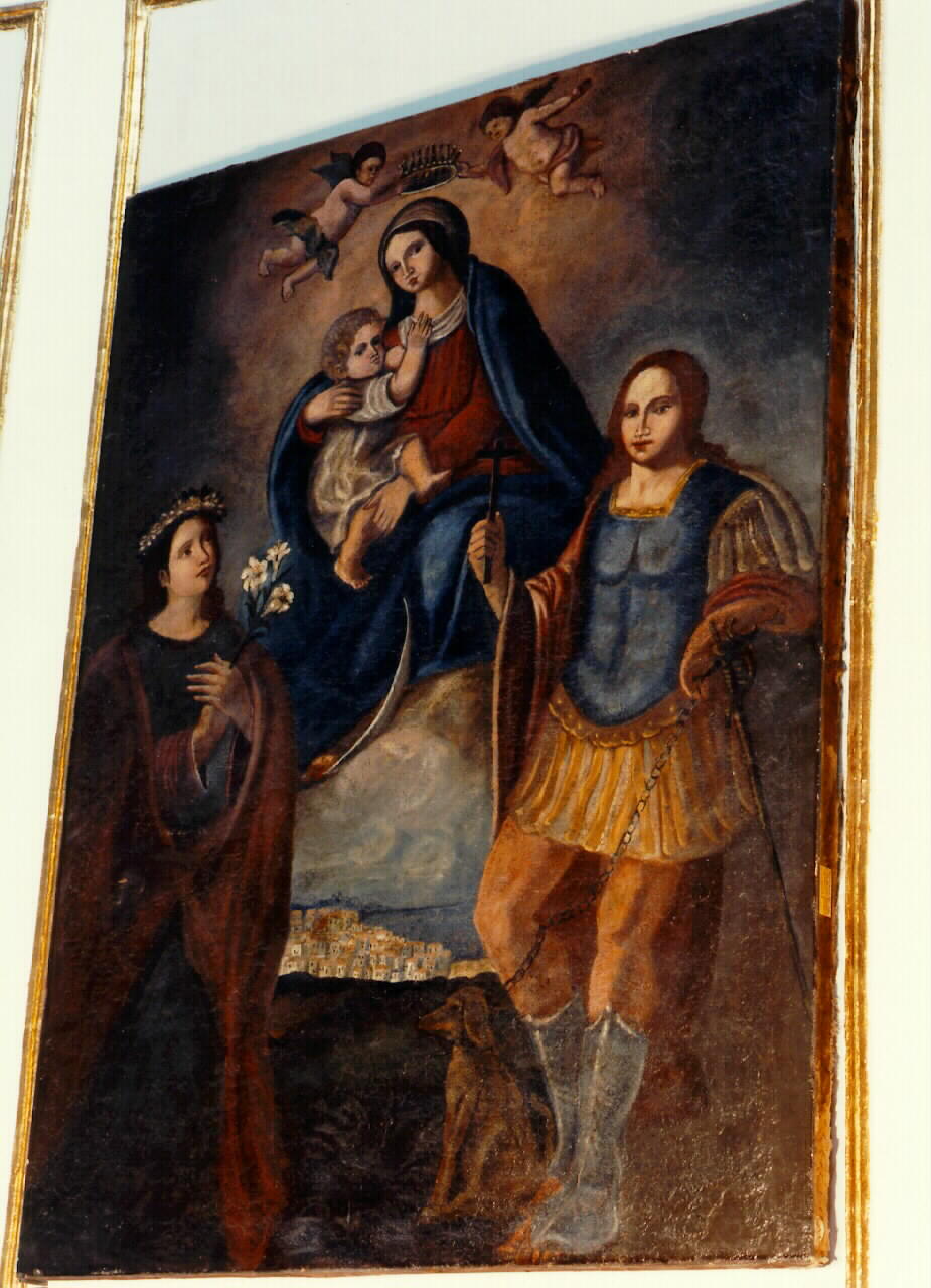 Madonna delle Grazie con San Vito e Santa Rosalia (dipinto) - ambito siciliano (sec. XIX)