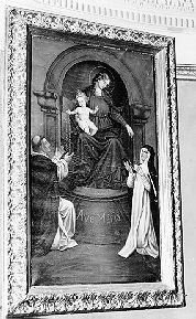 Madonna del Rosario (dipinto) di Varanini Romeo (secc. XIX/ XX)
