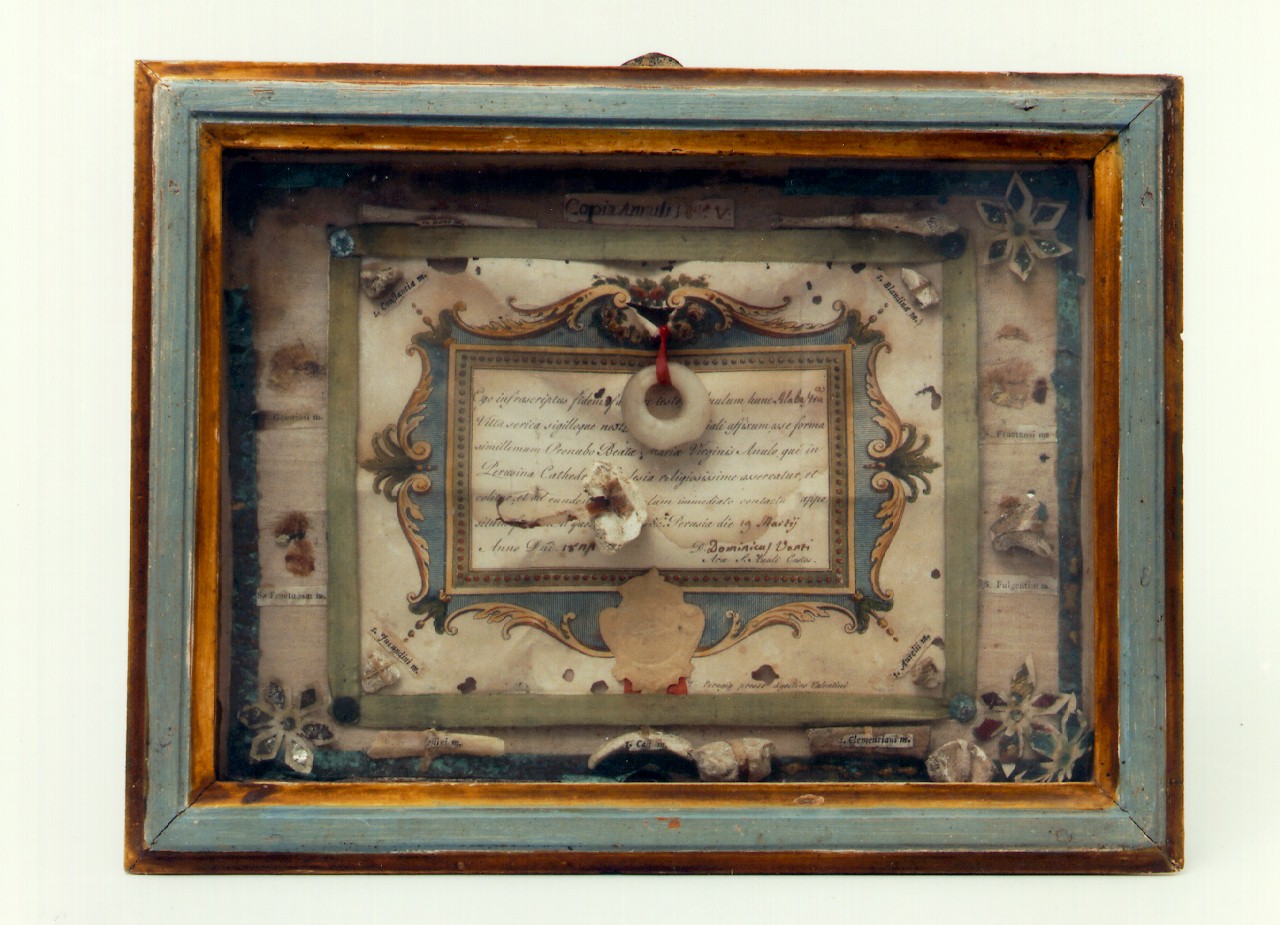 reliquiario - a tabella - ambito cappuccino (sec. XIX)