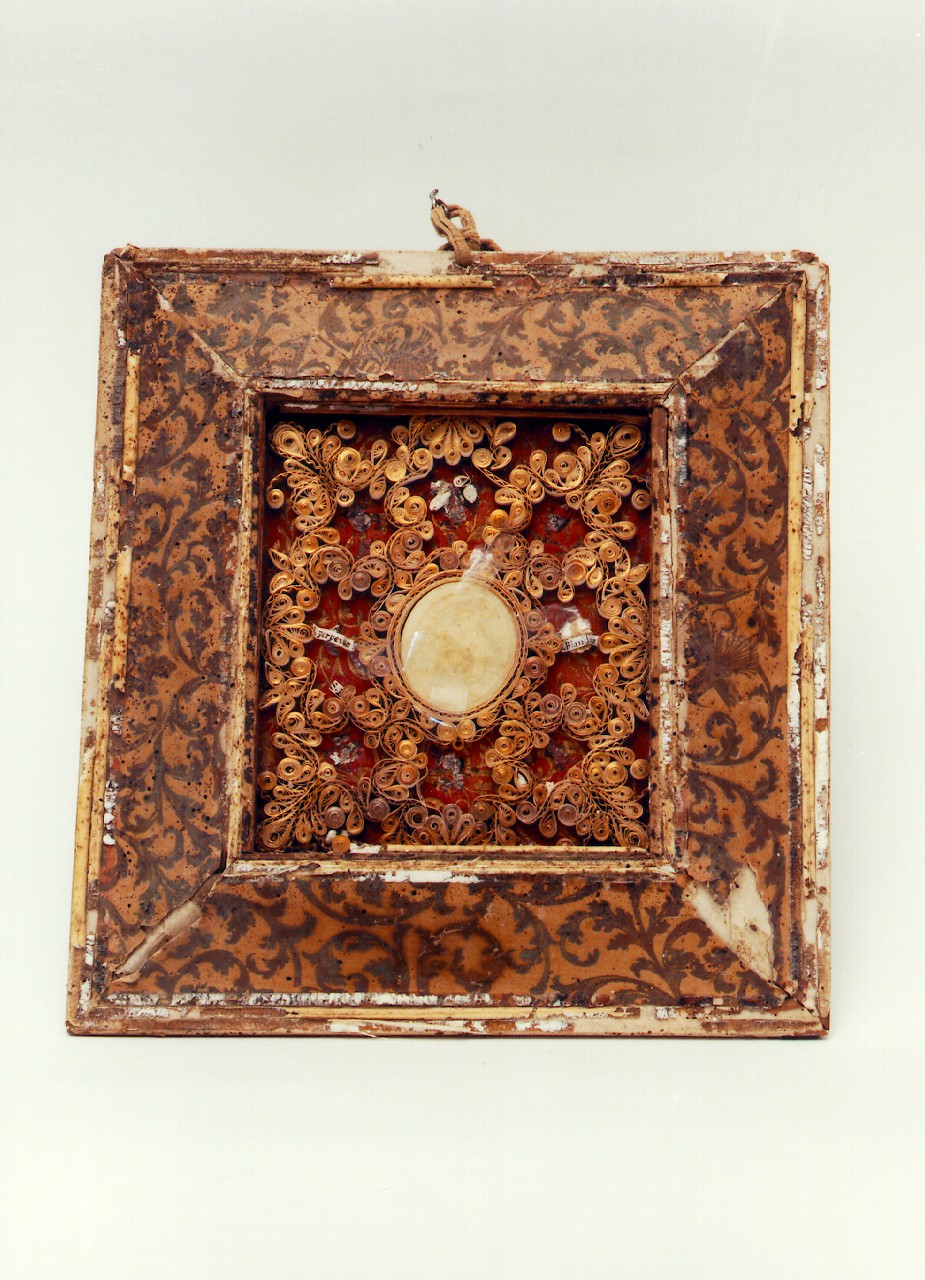 reliquiario - a tabella - ambito cappuccino (sec. XIX)