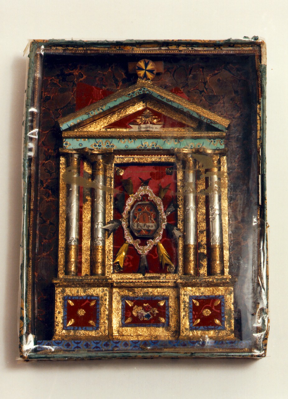 reliquiario - a tabella, serie - ambito cappuccino (sec. XIX)