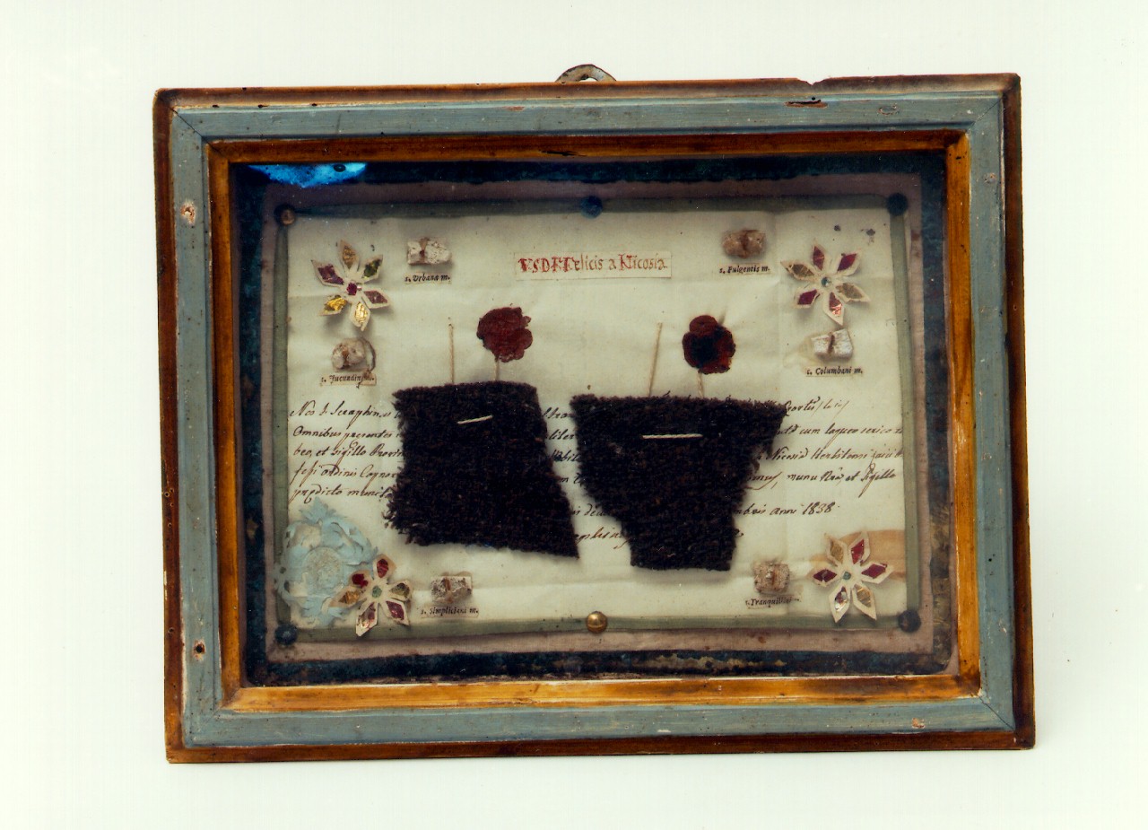 reliquiario - a tabella - ambito cappuccino (sec. XIX)