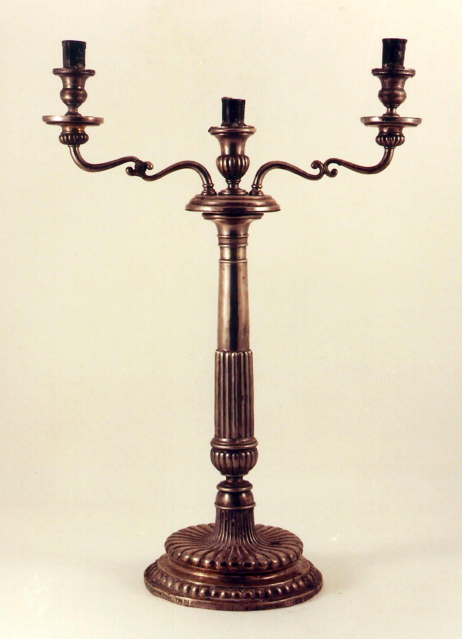 candelabro d'altare - a tre bracci, serie - bottega siciliana (sec. XIX)