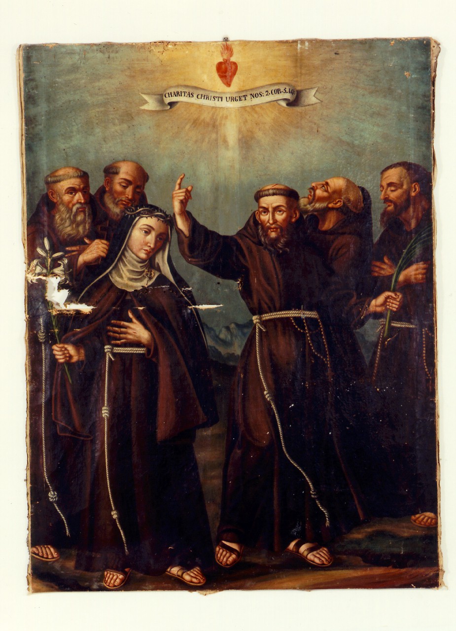 Santa Veronica Giuliani e frati cappuccini (dipinto) - ambito siciliano (sec. XIX)