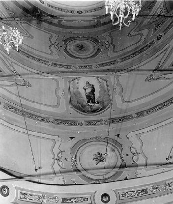 IMMACOLATA CONCEZIONE, PUTTI ALATI, SIMBOLI ECCLESIASTICI (soffitto dipinto) - ambito italiano (sec. XIX)